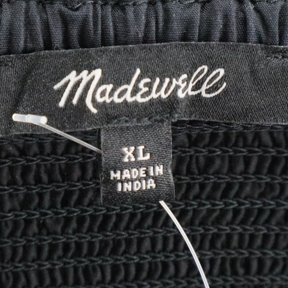 Madewell Poplin Puffed Sleeve Mini Dress Smocked XL Black - Picture 10 of 13